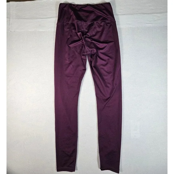 Reebok Womens High Waisted Logo Leggings Plum Purple Metallic Silver Size Medium - Picture 6 of 7